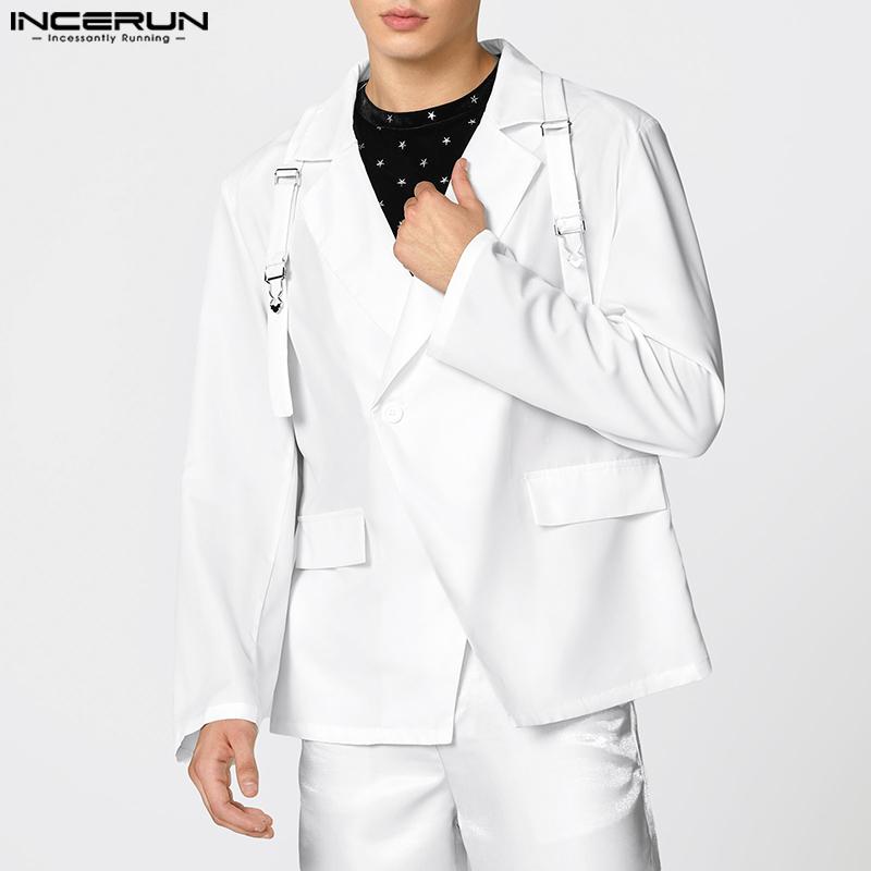 INCERUN Oversized Men Lapel Neck Long Sleeve Casual One Button Thin Blazer Coats