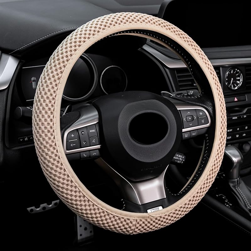 Alpmosn Elastic Stretch Steering Wheel Cover, Universal Interior Accessories Steering Wheel Cover for Women & Men, Breathable Microfiber Ice Silk,