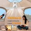 Ventilatore da soffitto portatile multifunzione da 10800 mAh con illuminazione ambientale RGB, a batteria per camera da letto, tenda da campeggio, viaggi all'aperto