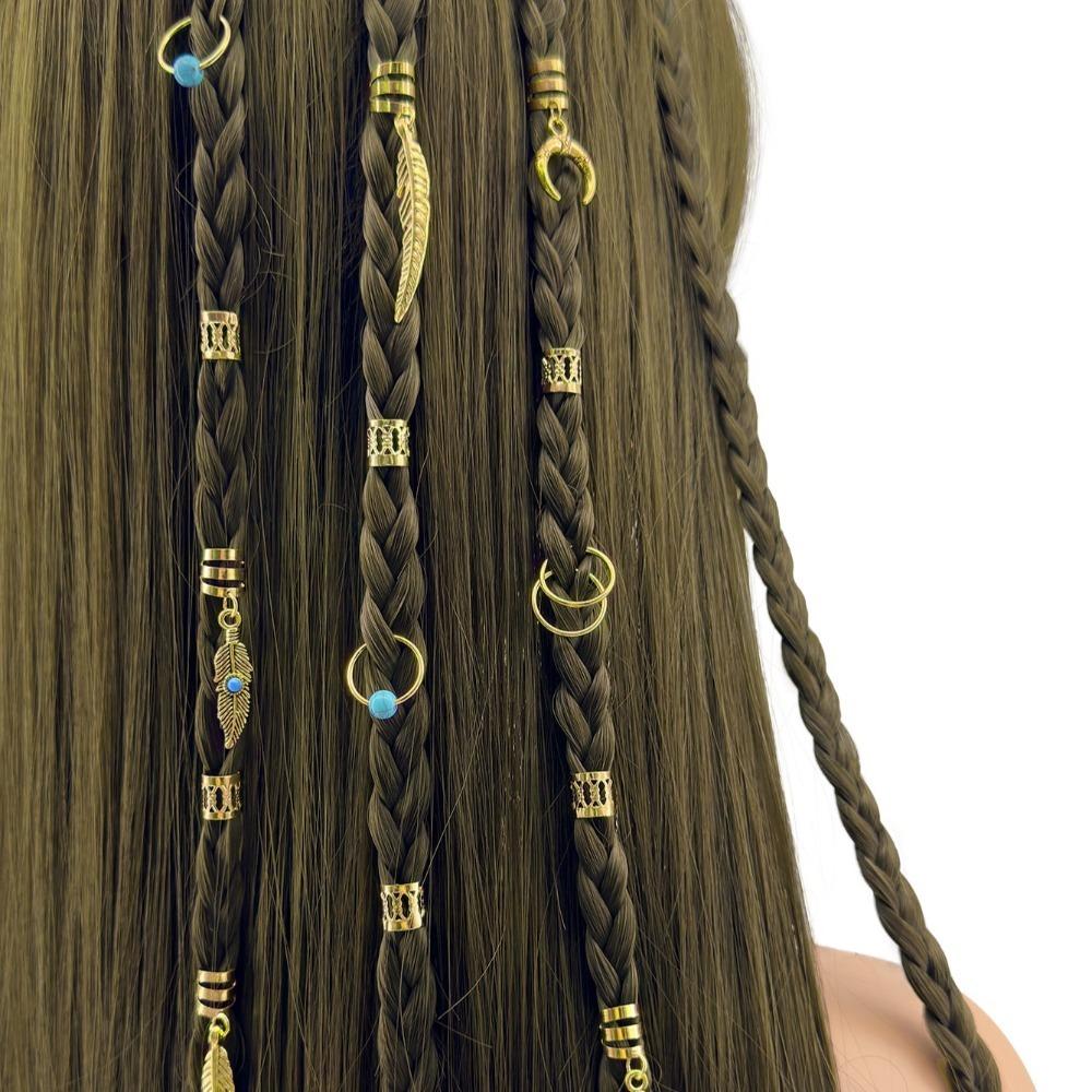 31 Stück Dreadlocks Hohle Haarringe Haarflechten Haarflecht-Röhrchen Dreadlocks Perlen Deko