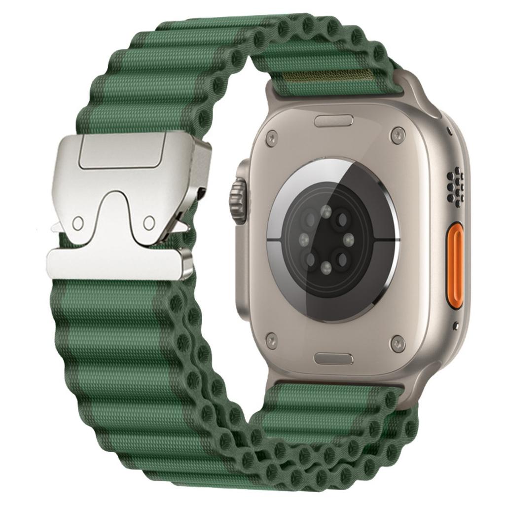 Watch Band For Apple Watch Series 11 10 42mm / 9 8 7 41mm / SE3 SE2 SE 6 5 4 40mm / 3 2 1 38mm Parachute Buckle Wide Ripple Pattern Nylon Wrist Strap