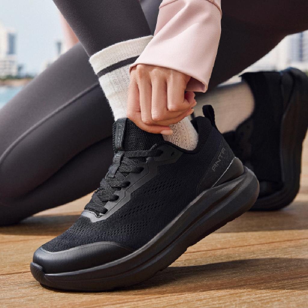 Anta Shining Lite Fashion Comfortable Sports Shock Absorbing Durable Low Top Training Running Shoes Women Sneaker Black 122537713-1