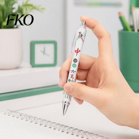 Unique Stationery for Card Players 8 Pcs Ballpoint Pens, Chinese Mahjong Retractable Rolling Ball Fine Point Ink Pen Students Smooth Writing Gel Pen,