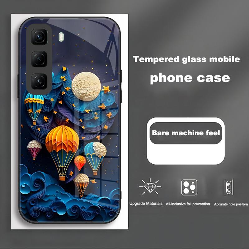 Handyhülle Für Infinix Hot 50 Pro Plus Hülle Harte PC Stoßfeste Abdeckung Gehärtetes Glas Hülle Hot 50 Pro+ Vollständige Schutzhülle Funda