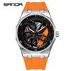 Sanda Men's Waterproof Alloy Car Wheel Design Silicone Wristwatch