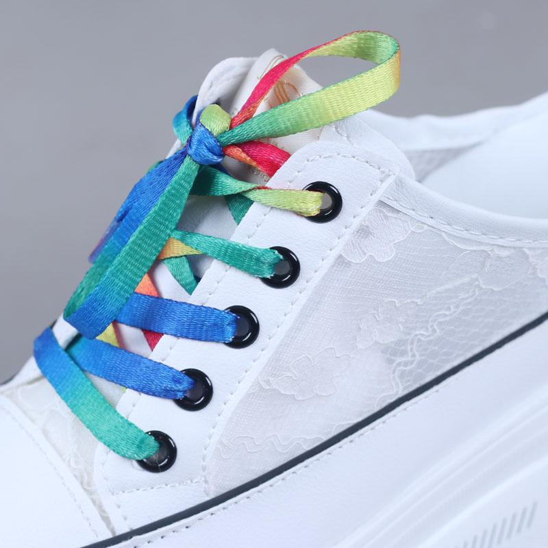 Fashion Summer Gauze Breathable Small White Shoes Wrapped Head Half Slipper Female Thick Sole Inside Increase 10CM Heelless Lazy Shoes