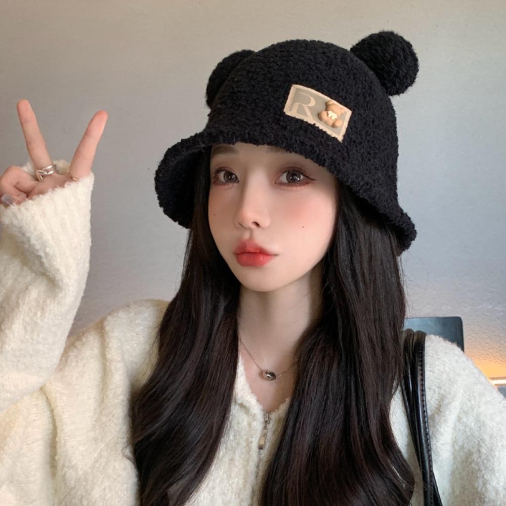 

Versatile Fisherman Hat Knitted Basin Hat New Bucket Hat Autumn Winter чорний