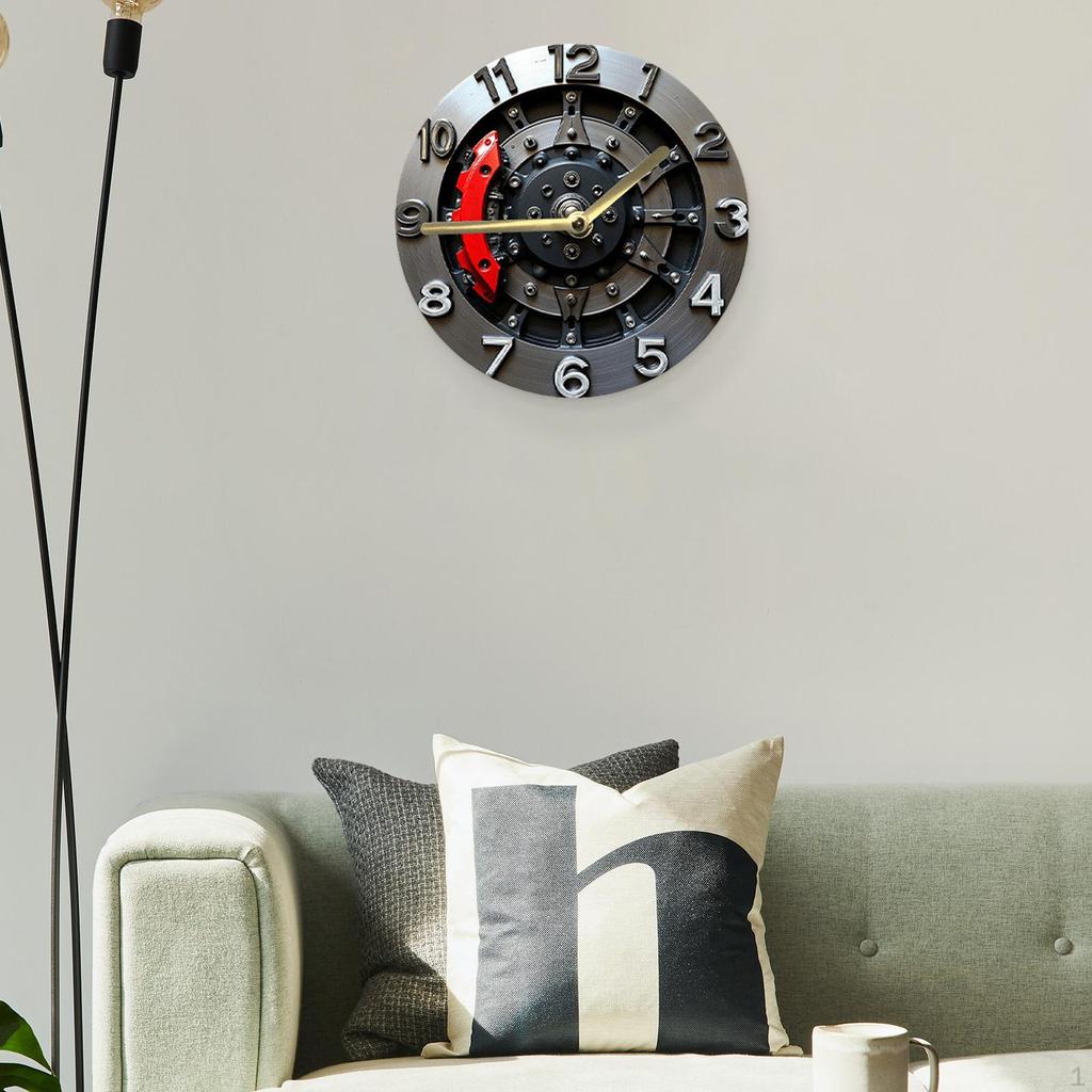 2D Flat Gear Wall Clock Battery Operated Decorative Timepiece for Dining Room Home Decor