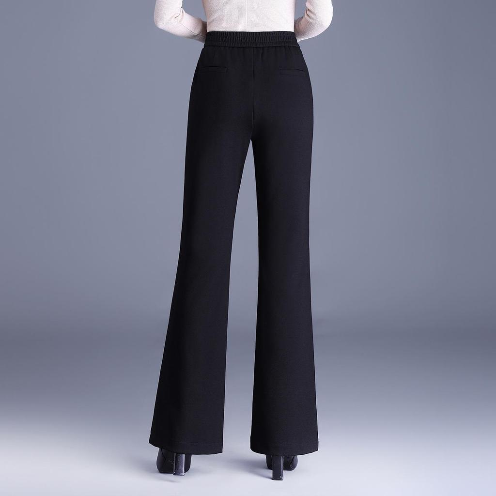 2025 Winter High-End Damen Koreanischer Stil High-Waist Seiden-Baumwoll-Schlankmachende Micro-Flare-Hose