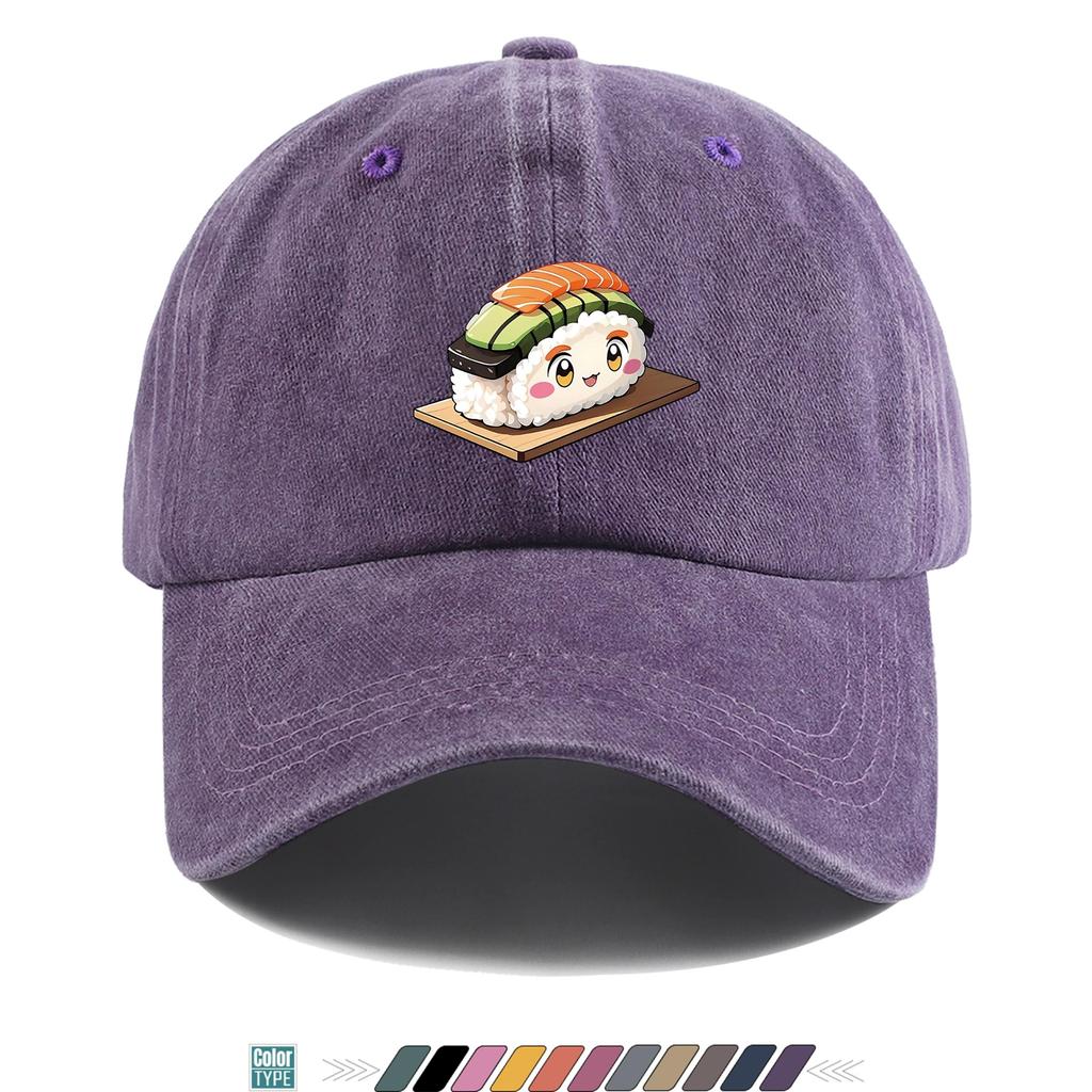 Pc Sushi Print Trucker Hat QuickDry Breathable SushiThemed Cap with Sushi Roll Unisex Adjustable Buckle Closure for Outdoo