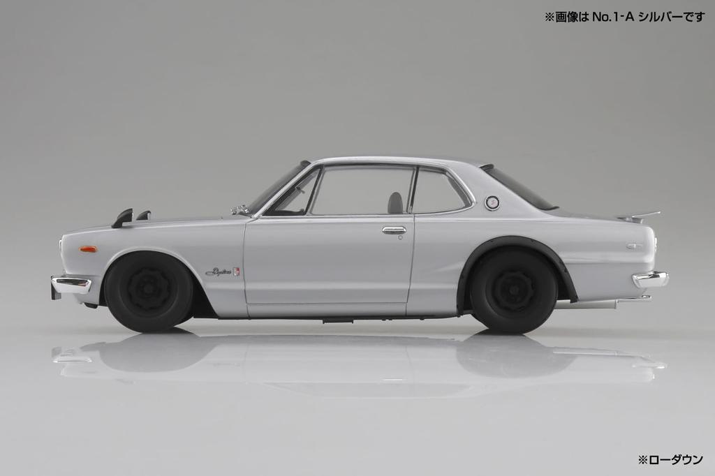 Aoshima Bunka Kyozaisha Rakupla Snap Car Series KPGC10 Skyline HT 1970 Red Plastic Model 1/24 2000GT-R Color-coded 01-RE