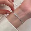 Silver Snake Bones Bow Bracelet for Women Girls Sweet Charm Bowknot Short Clavicle Chain Necklace Jewelry Set