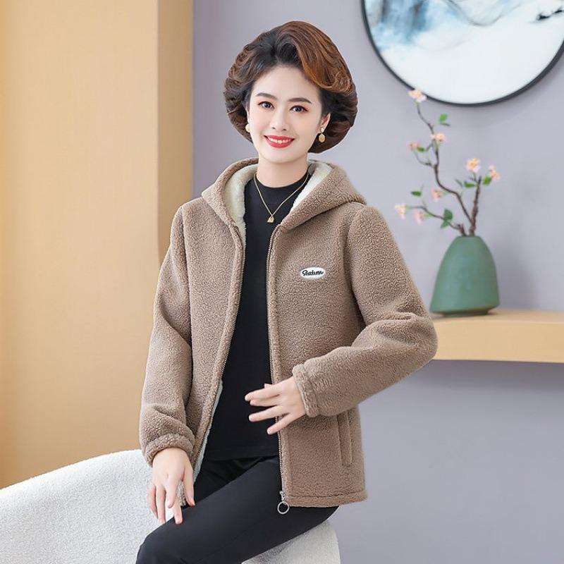 

Осень и зима новая гранулированная куртка зимний бархат ягненка утолщенная с капюшоном стеганая куртка теплая стеганая куртка средний пожилой возраст 5XL [recommended 150-80kg] светло-коричневого