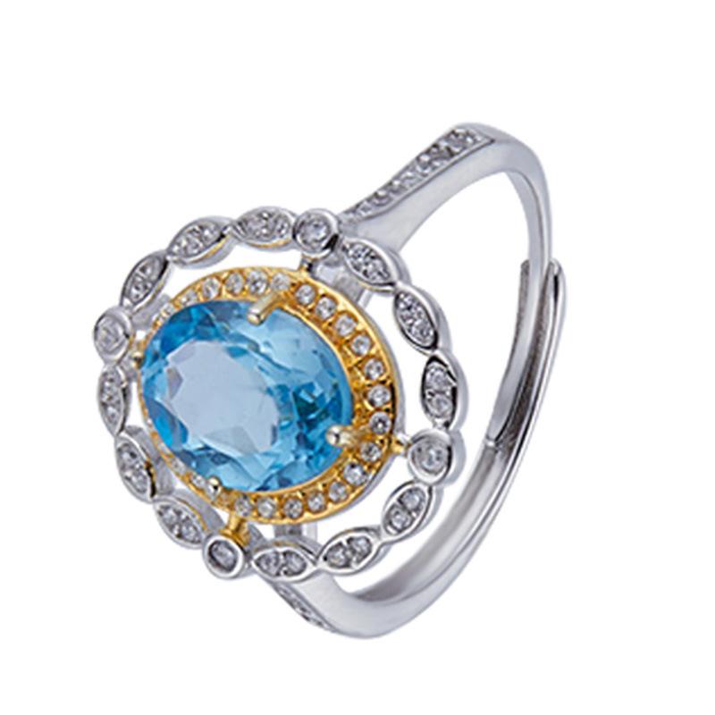 Anello in Argento Sterling S925 Topazio Naturale Viola Citrino Anello Femminile Indice Xiaohongshu