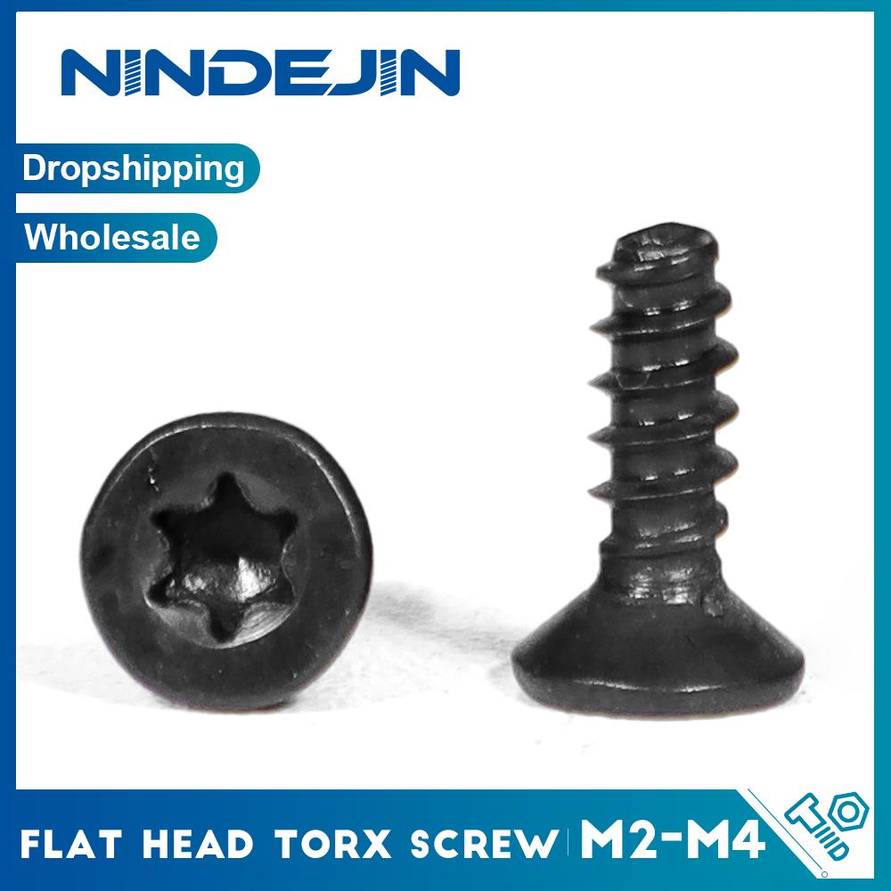 

Flat Head Torx Tapping Screw Flat Tail Black Coated 304 Stainless Steel M2 M2.3 M2.6 M3 M4 CSK Head Star Screw for Plastic Sheet M2x6mm 50pcs