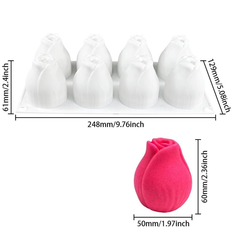 Flexible Rose Buds Silicone Molds 8 Cavity For Bakery Kitchen Use Mousse Cakes Chocolate Dessert Making Mould