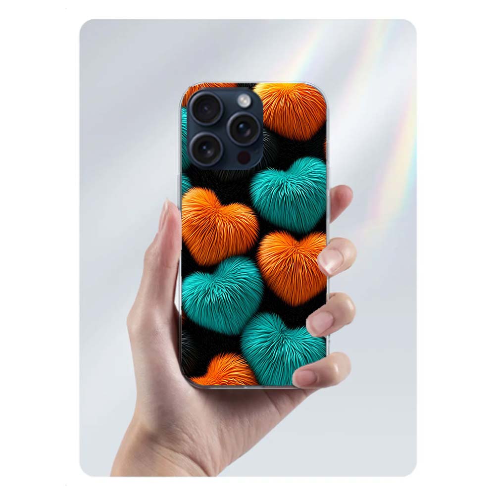 Furry Heart Clear Phone Case For Iphone 17 Air 16 Pro Max 15 Pro 14 Plus 17E 16E 11 13 12 Mini Cover Cases Fundas Cell TPU Capa