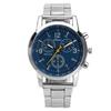 Fashion Men Round Sub-dials Decor Alloy Band Analog Quartz Wrist Watch Gift