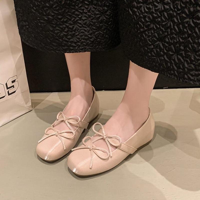 College Style Light Mouth Bow Mary Jane Shoes New Flat Single Shoes with Skirt Fashion Ballet Shoes