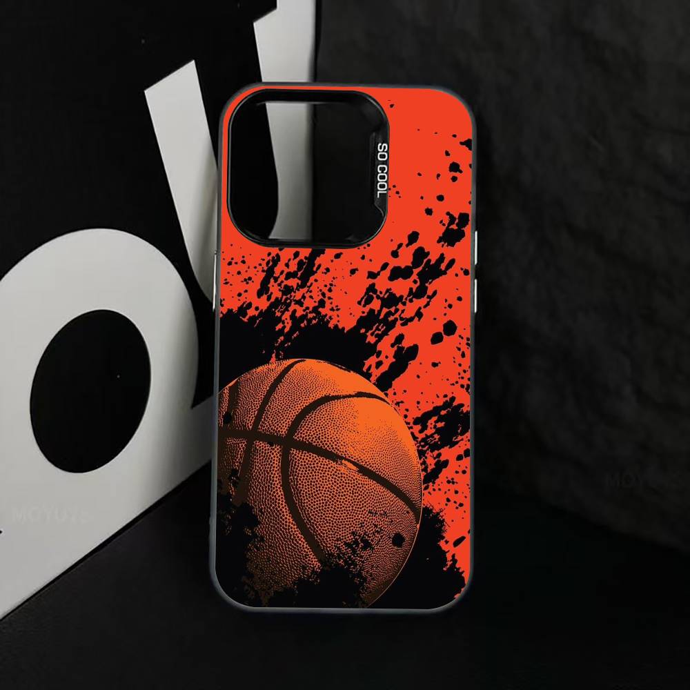 

B-Basketball Phone Case For iPhone 17,16,15,14,13,12,11 Plus,Pro Max,XS,Colorful Silver Phone case Funda Cover iPhone12PROMAX