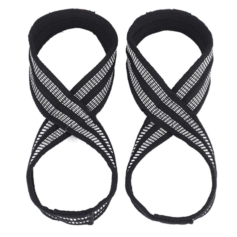 1Pair Figure 8 Straps For Deadlift Weight Lifting Shrugs Heavy Duty Grip Band