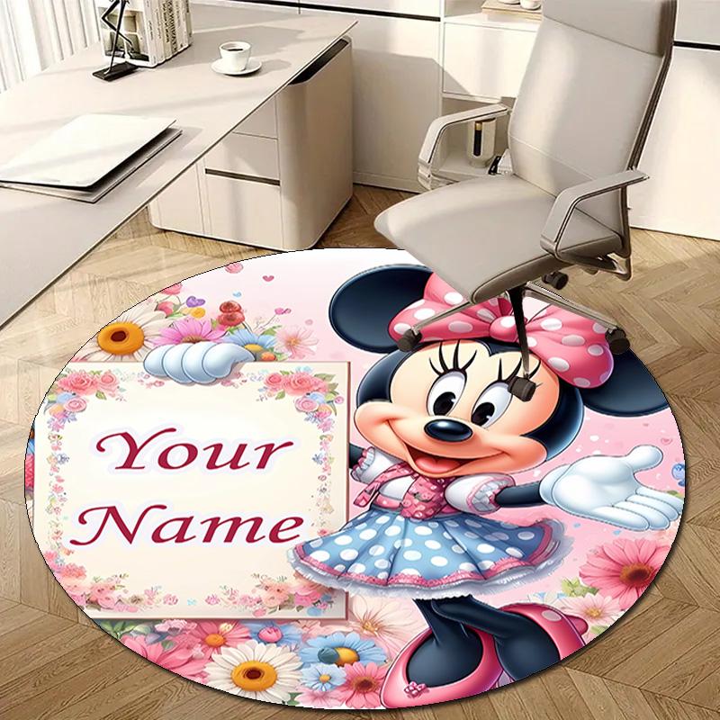 Personalized M-Minnie Round Chair Office Rug - Perfect for Mat, Office Chair & More - Ideal Gift for Birthdays and Holidays