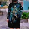 Women Plus Size V Neck Long Sleeve Black Purple Printed Fitted Dress