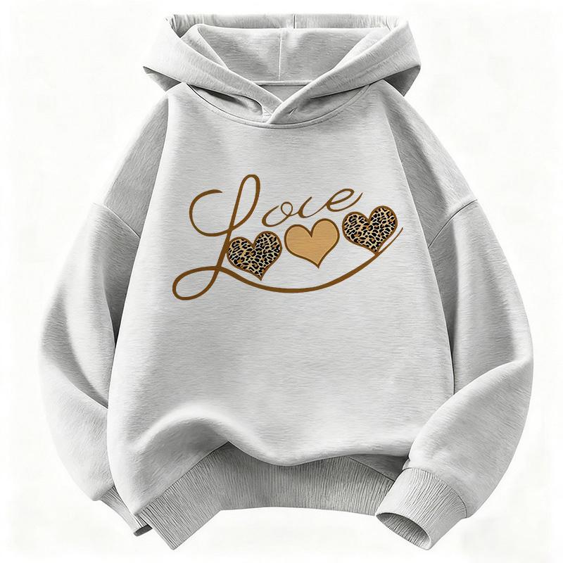 Sweat à capuche imprimé cœur pour filles Sweat-shirt pour enfants Sweat à capuche mignon pour garçons et filles Automne Hiver Sweats à capuche décontractés