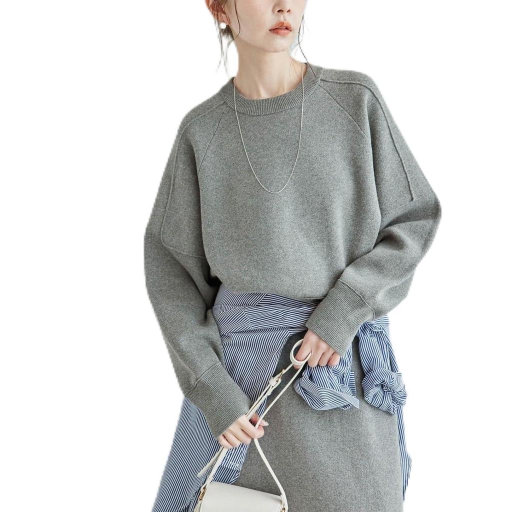 ROPE PICNIC Emur Knit Perfect for Gray Pullover, Sweat-Like Knit, Co-ordination, Women's, (07)