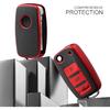 ELOHEI for VW Key Fob Cover, Premium Soft TPU 361 Degree Full Protection for VW Volkswagen Jetta Beetle Tiguan Passat Golf MK6 Polo 3 Buttons(Leather
