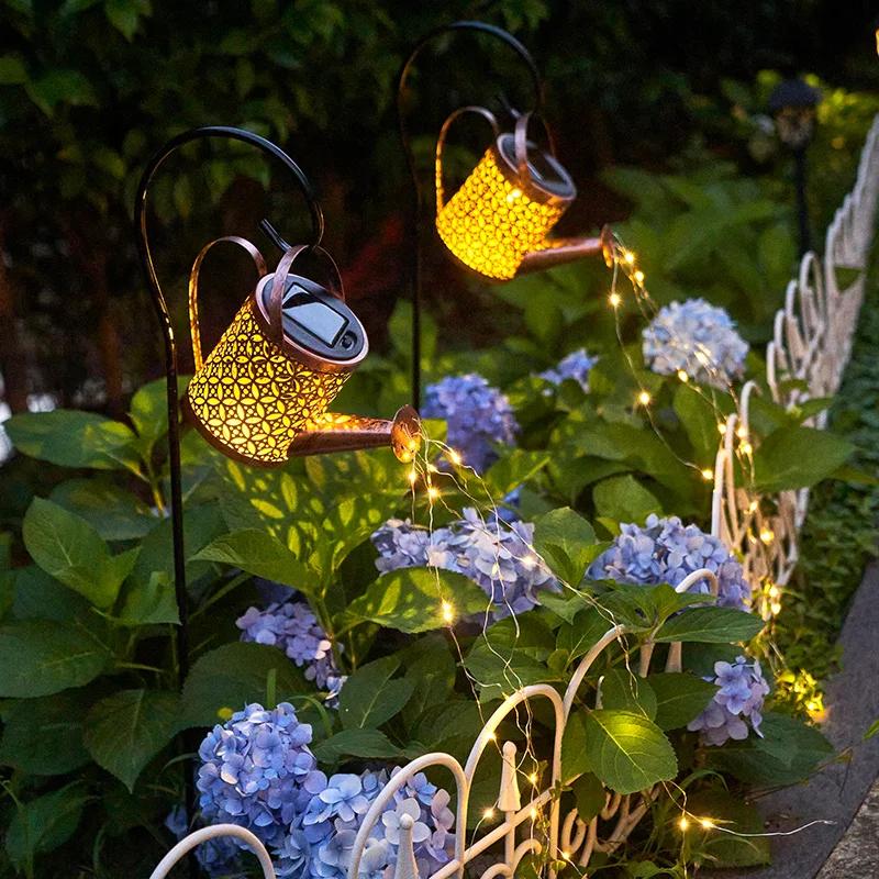 Solar Watering Can Light Hanging Kettle Light Outdoor Garden Decoration Waterproof Stake Light Villa Path Terrace Lawn Lamp