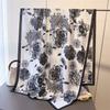 Spring and summer thin simulated silky brocade plain and elegant flower silk scarf long scarf silky printing shawl versatile headscarf scarf