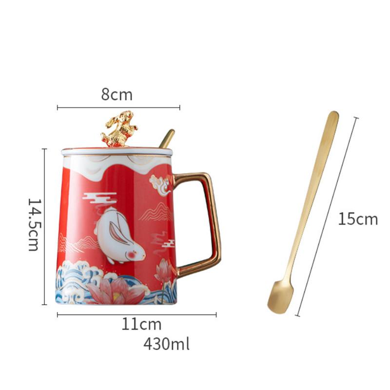 Europäische Keramik Katze Kaffeetasse – Niedliche Cartoon Frühstück Milch Tasse mit Löffel und Deckel