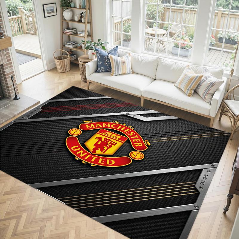 Manchester United Design Crystal Velvet Carpet Cozy Non?Slip Printed Rug For Bedroom Living Room Entrance