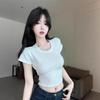 Back Strap Lace Short-sleeved T-shirt Women's Summer Pure Desire Hottie Sexy Backless Short Top Unique and Beautiful
