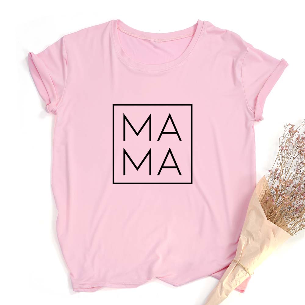 Women Tshirt Mama Square Print Casual Mom Life Mother S Day Harajuku Shirt Aesthetic Korean Female