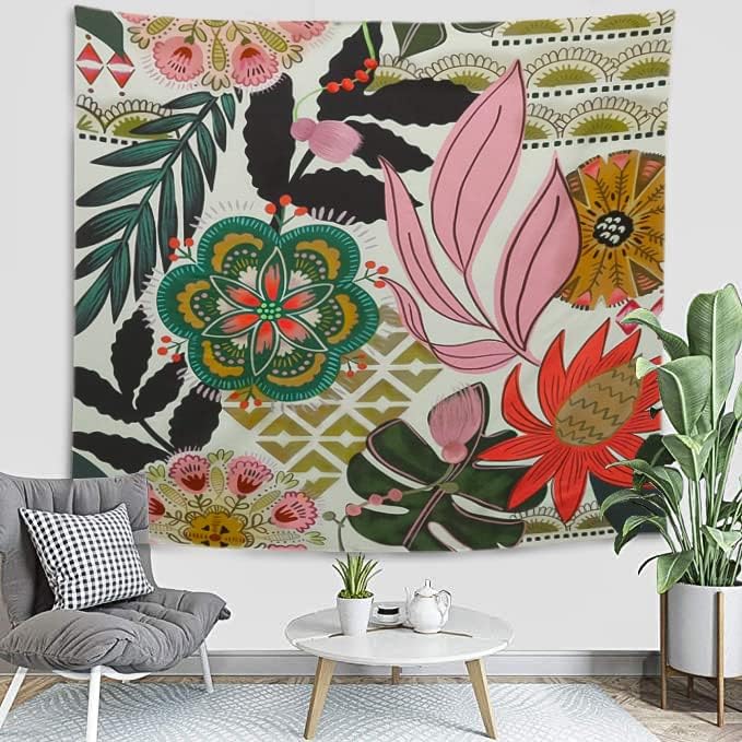 Mid Century Abstract Boho Leaves Modern Minimalistic Home Decor Trippy Wall Tapestry for Bedroom Aesthetic Mounain Tapestry for