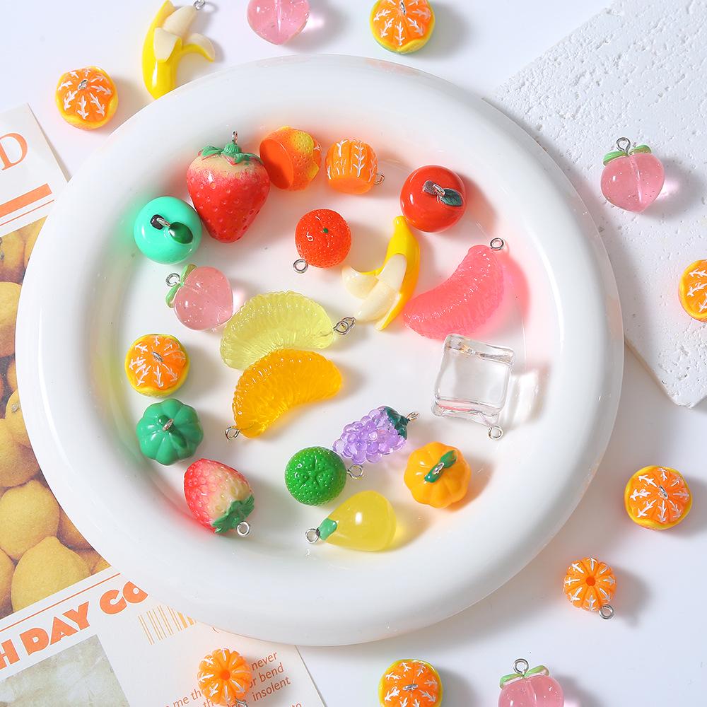 Resin Fruit Miniature DIY Accessories: Earrings, Keychains, Phone Cases, and Bag Pendants