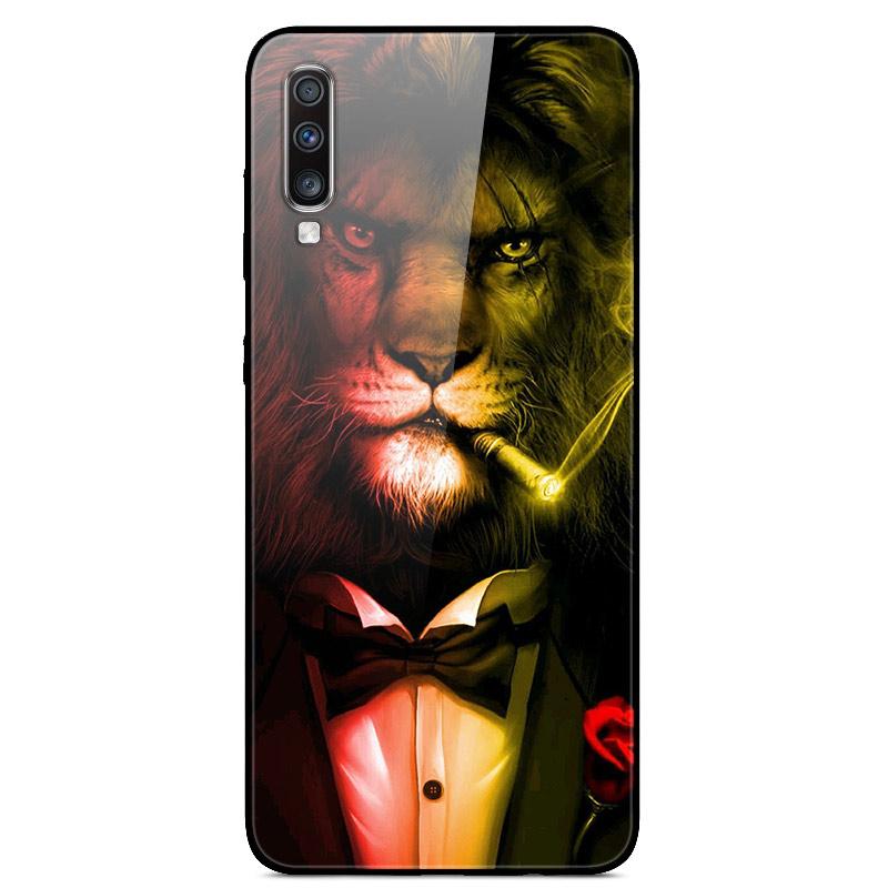 For Samsung A70 Case Cute Pattern Tempered Glass Back Hard Cover Case For Samsung Galaxy A70 Phone Cases Coque A70S A 70 Fundas