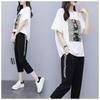 Große Größe Damen Sommer Mode Damen Leopard Set Anzug Lässig Locker Kurzarm T-Shirt Cropped Hose Set Haremshose