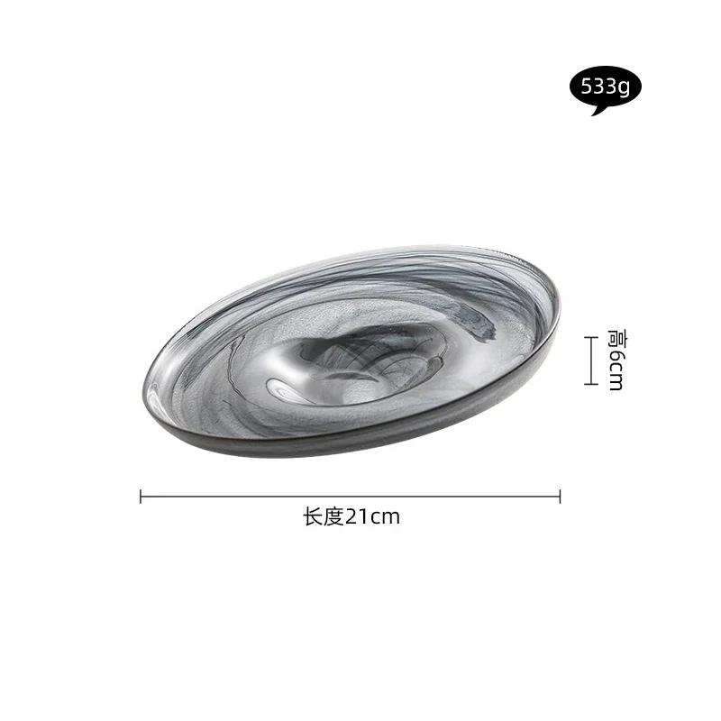 Irregular Glass Tableware Dessert Plate Serving Plate Pasta Dish Snack Dish Sushi Plates Restaurant Molecular Cuisine Tableware