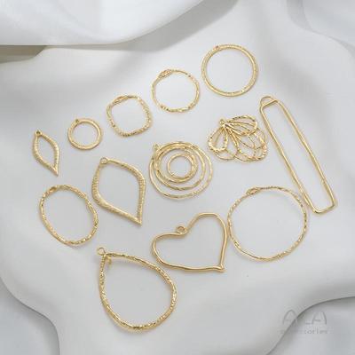 14K Gold-Filled Geometric Pendant: Square, Round, Teardrop, Heart - Color-Preserving Charm for DIY Handmade Earrings