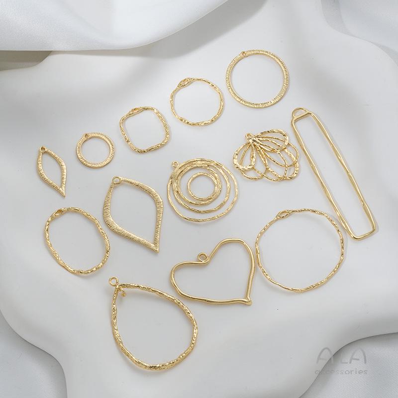 

14K Gold-Filled Geometric Pendant: Square, Round, Teardrop, Heart Shapes for DIY Earrings