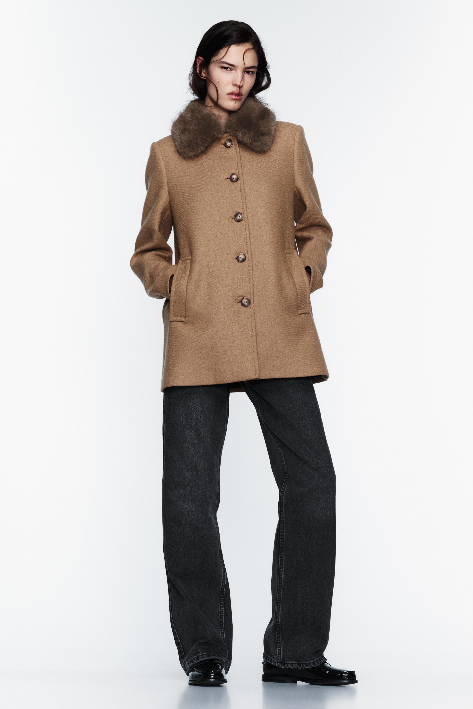 

ПАЛЬТО ПОЛУШЕРСТЯНОЕ С ВОРОТНИКОМ ИСКУССТВЕННОГО МЕХА