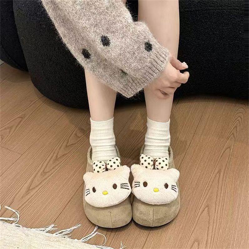 Cotton Drag Lace Bow Soft Sole Round Head Wind Bag Head Half Slippers Birkenstocks