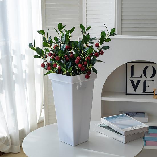 Tall Flower Bucket Modern Plastic Vase Elegant Square Bucket for Cut Flowers Floral Arrangement Home Wedding Party Table Centerpiece