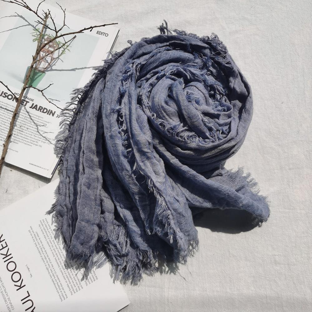 Wool scarf women's autumn and winter three-layer weaving thickened zen retro shawl men's scarf
