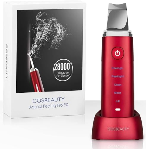 COSBEAUTY Aqua Peeling Pro EX Facial Beauty Device, Ultrasonic Water Peeling, Pore Care, Cleansing, Exfoliation, Gift-Ready, Red, CB050, Unisex