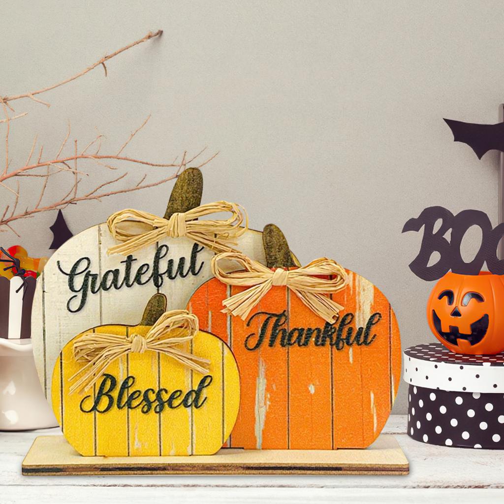Halloween Three Pumpkin Festivals Carnival 2D Wooden Tabletop Decoration Assembly Festival Props