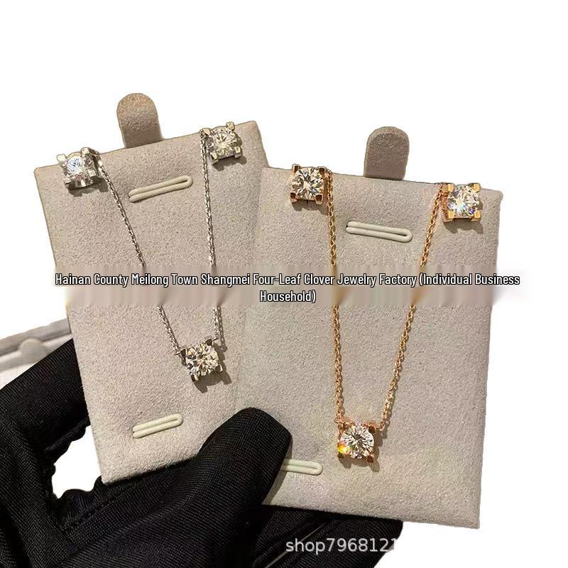 Женское колье Cartier с четырьмя когтями, Модное 18-каратное розовое золото, Цепочка на ключицу, вырезанная на станке с ЧПУ, Элегантное и универсальное. Earrings Package